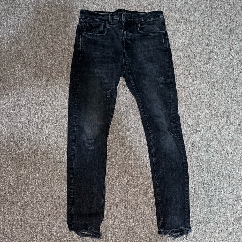 Zara Black Ripped (no holes) Skinny Jeans US30
